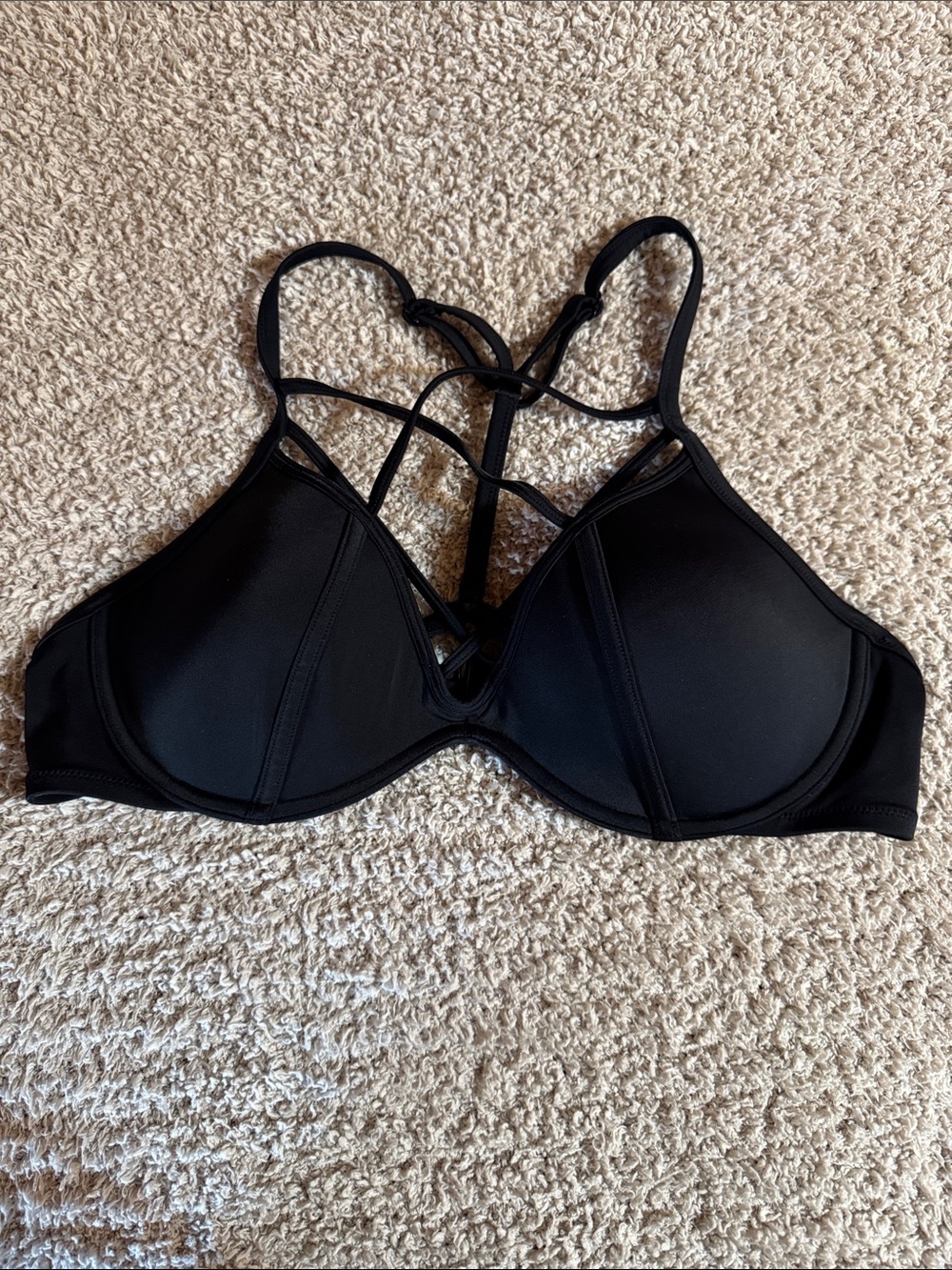 PINK Brand Black Strappy Underwire Bathing Suit Top